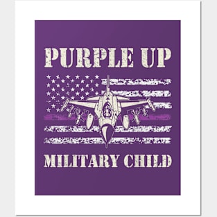 I Purple Up Month of Military Child Kids Air Force US Flag Posters and Art